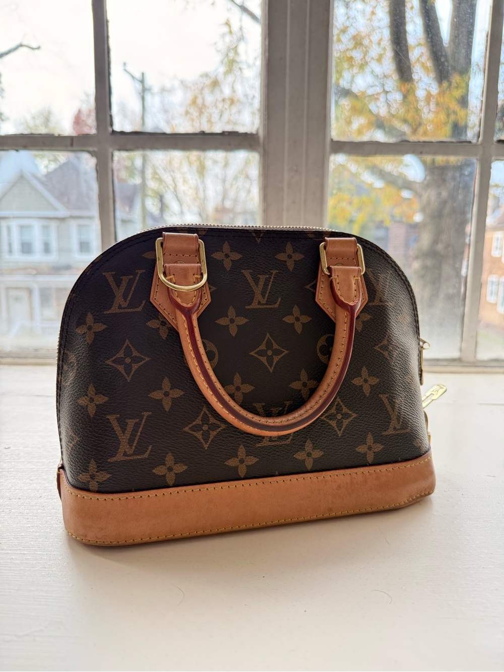 Louis Vuitton Monogram Alma BB Satchel in Brown and Tan